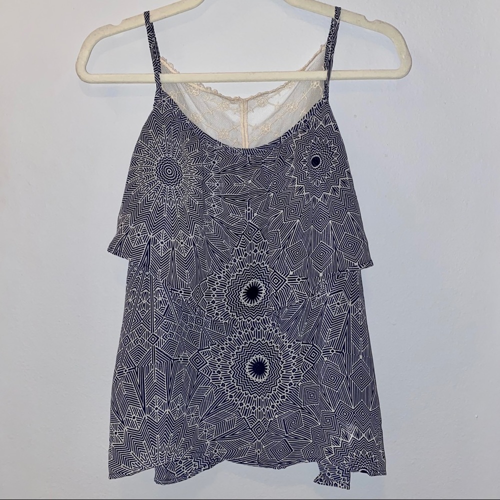 Women’s Blue Pattern + Lace PacSun Sleeveless Top